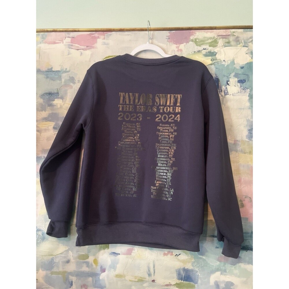 Taylor Swift THE ERAS TOUR Crewneck Sweatshirt. Small. Navy. Swifties. TS